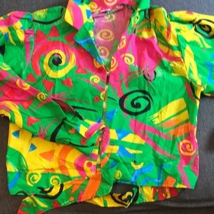 Abstract Tie Up Vintage Blouse